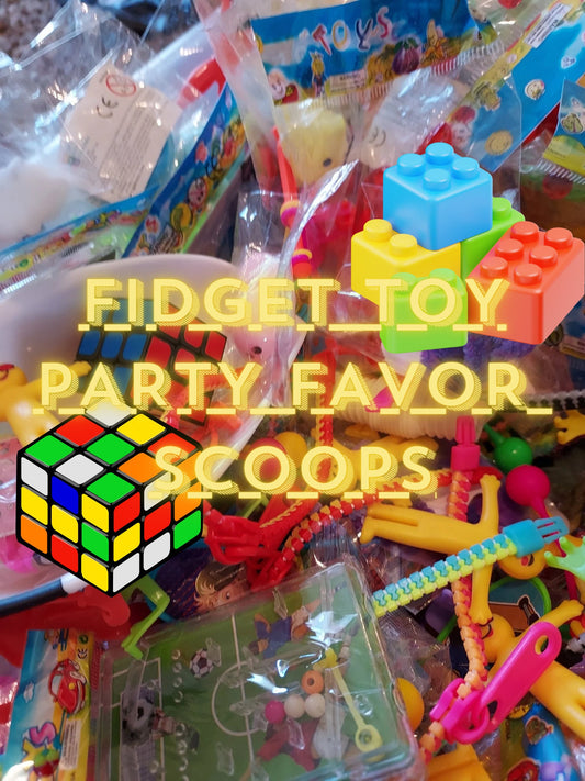 Colorful assortment of fidget toys and party favors in a mystery grab bag from FlowersForFaye