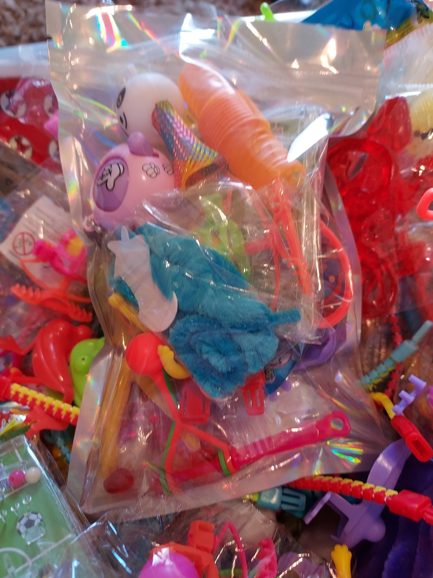 Colorful fidget toy mystery grab bag filled with various fun tactile items and toys