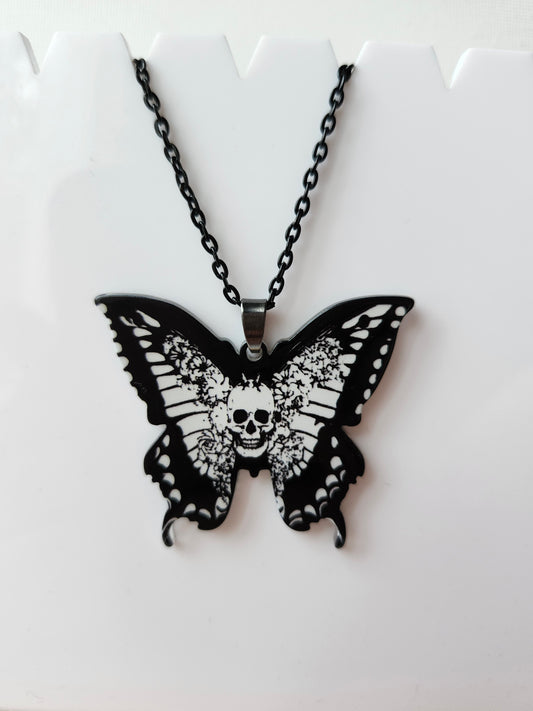 Large Death Moth Black Necklace