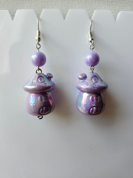 Purple Mushy House Earrings