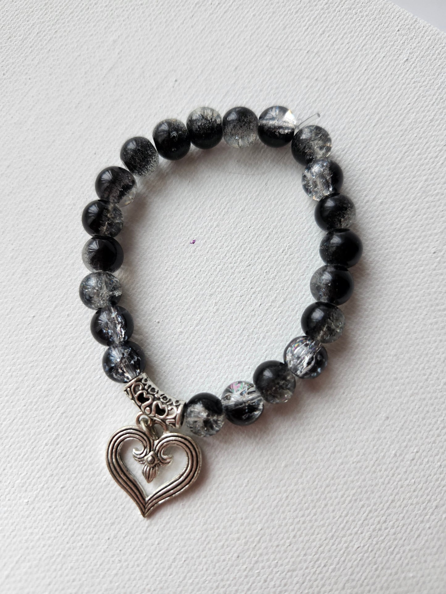 Dark Heart Glass Bead Bracelet