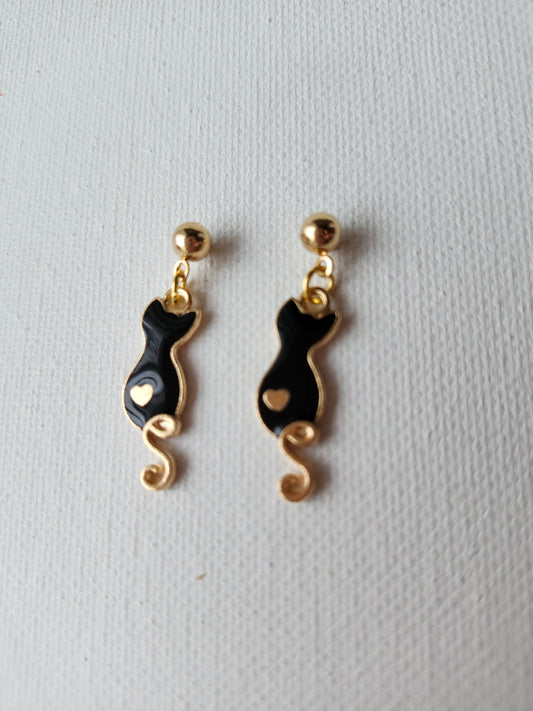 Black Cat Love Earrings