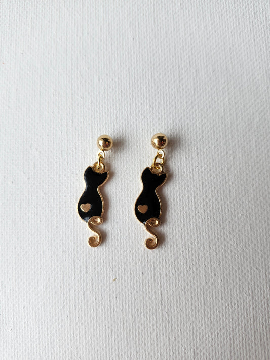 Black Cat Love Earrings