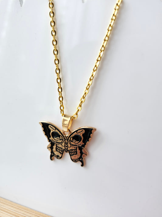Gold Death Moth Necklace