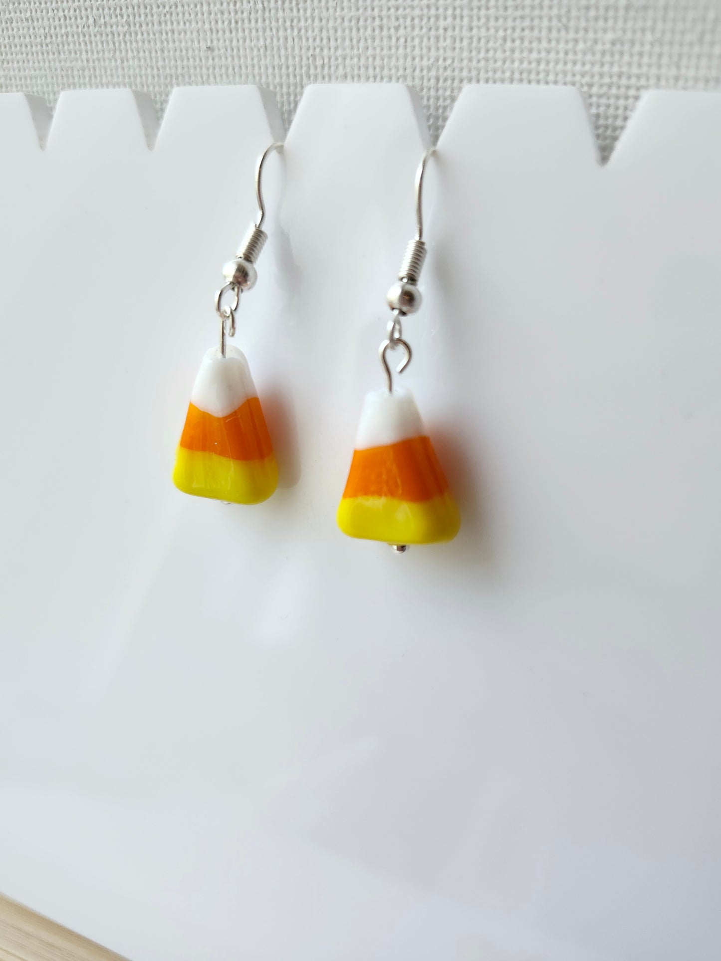 Glass Candy Corn Earrings
