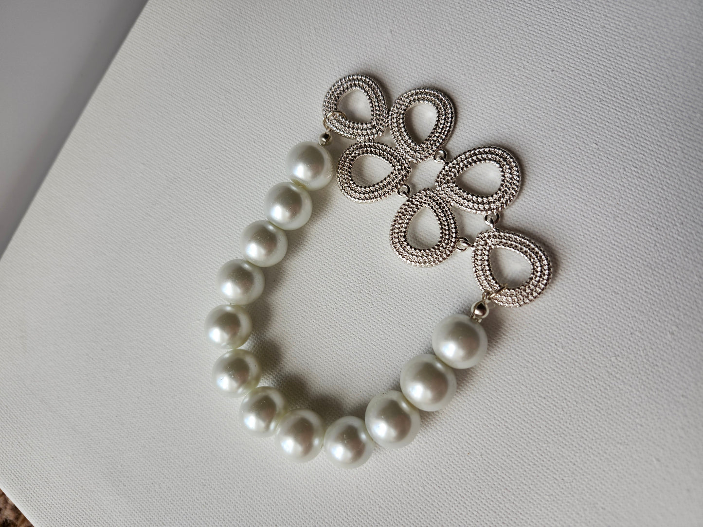Upcycled Beaded Pearl Bracelet XL