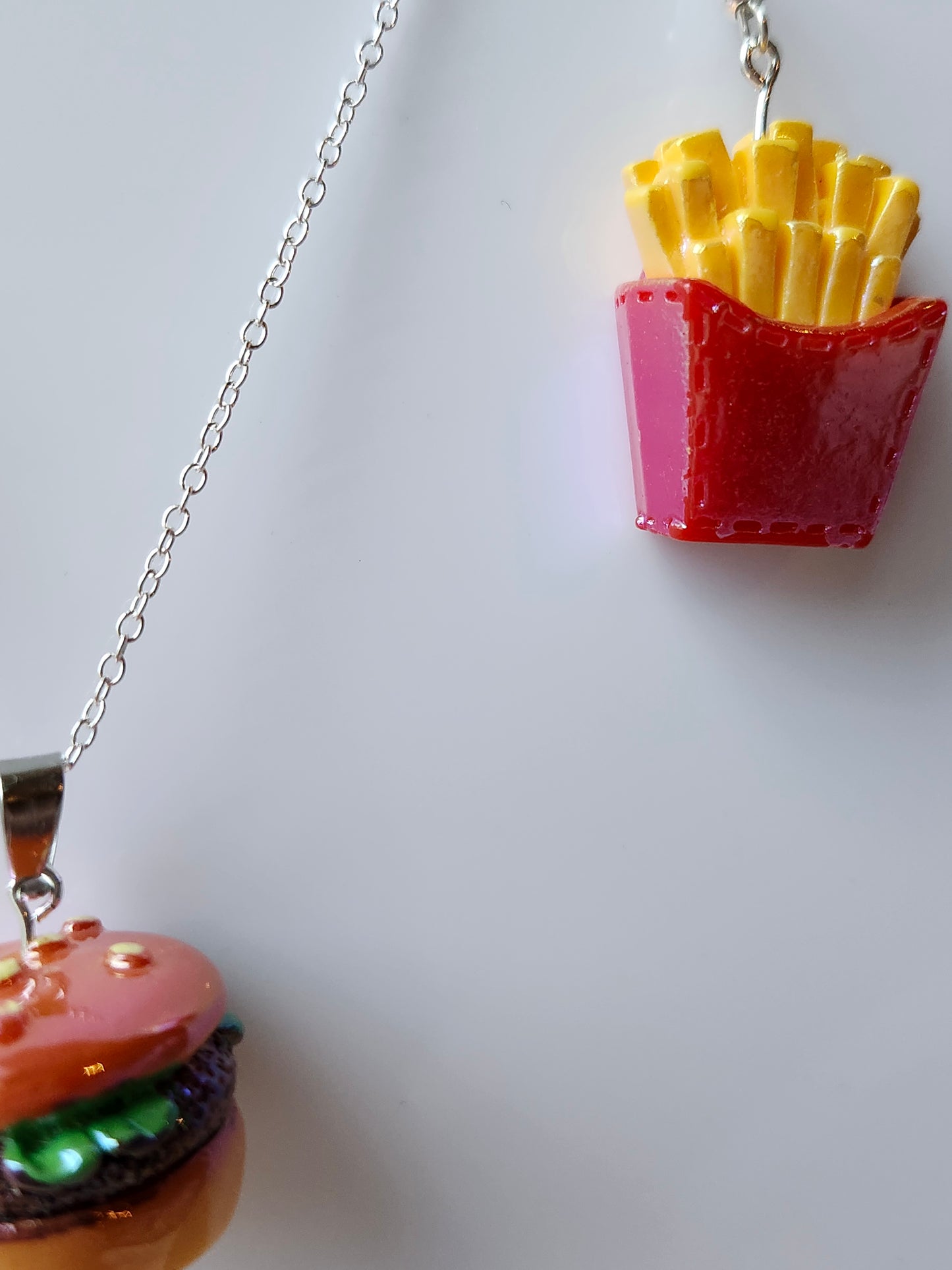Burger and Fries Necklace and Earrings Set