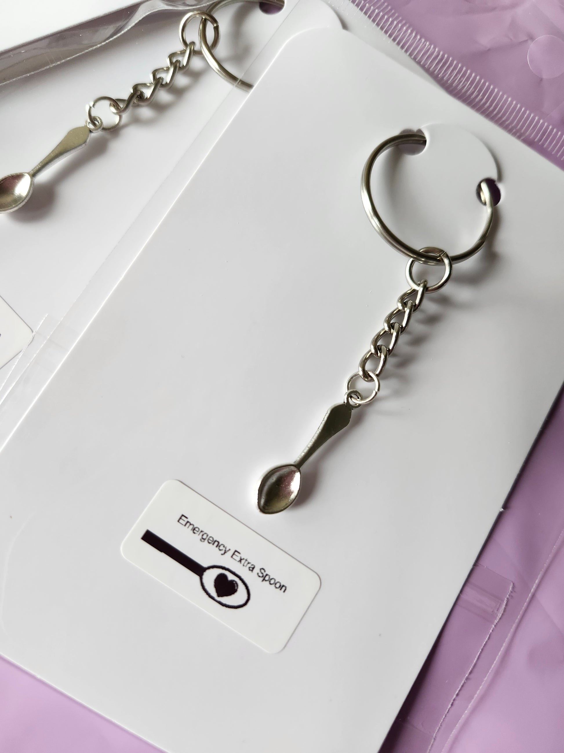 Chronic illness spoonie keychain featuring a spoon charm for raising awareness and support