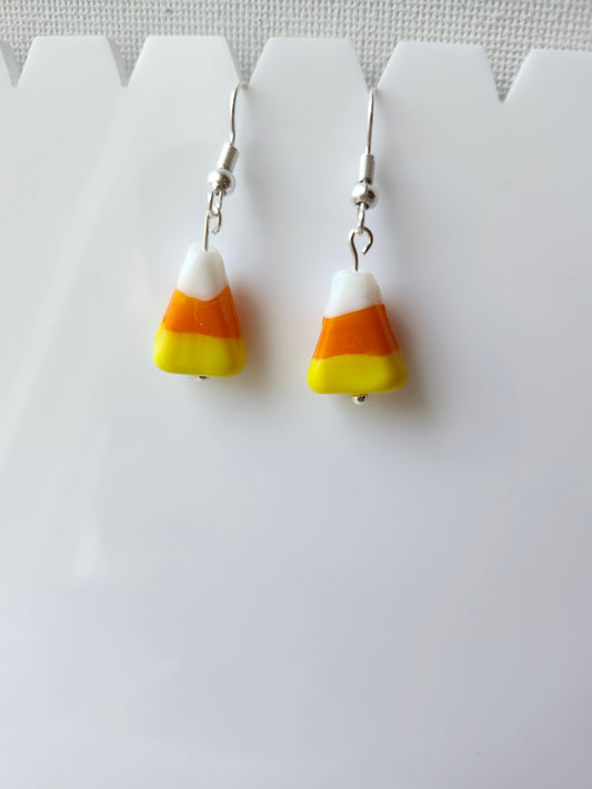 Glass Candy Corn Earrings