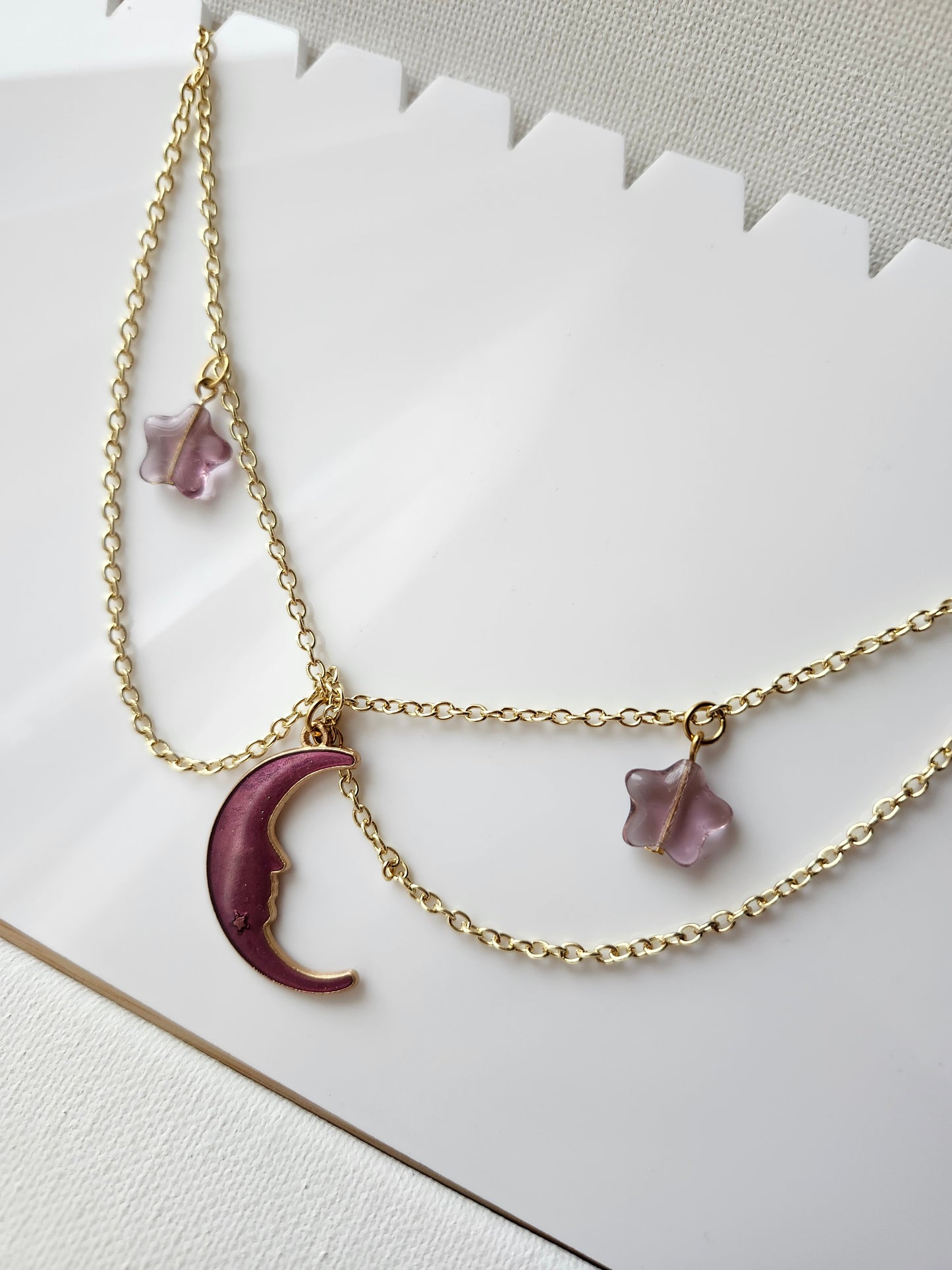 Celestial Moon and Stars Gold Necklace