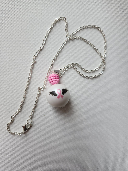 Pink Ribbon Warrior Handmade Necklace