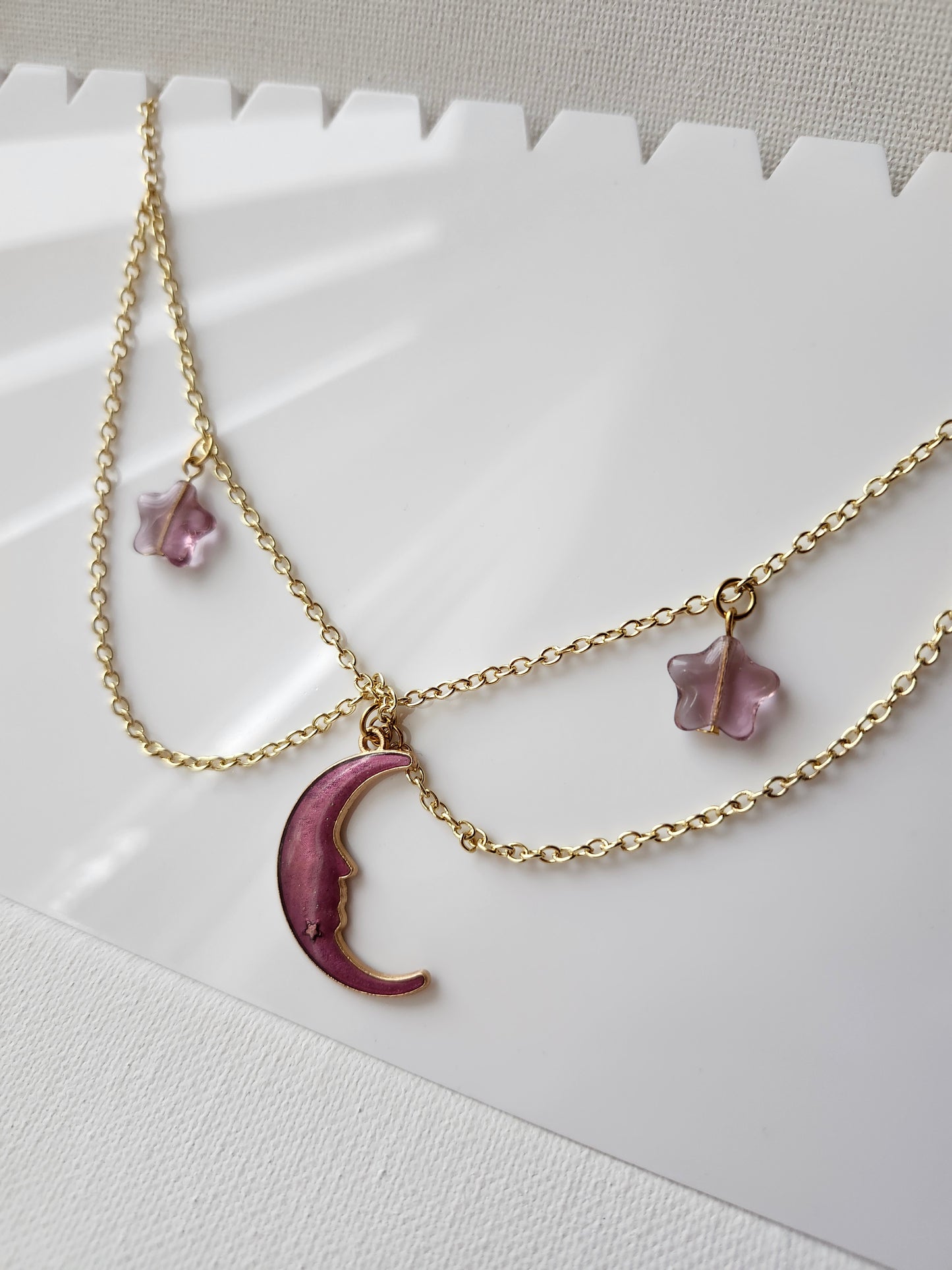 Celestial Moon and Stars Gold Necklace