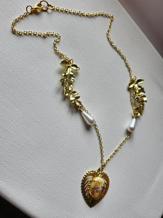 OOAK Vintage Upcycled Gold Floral Necklace