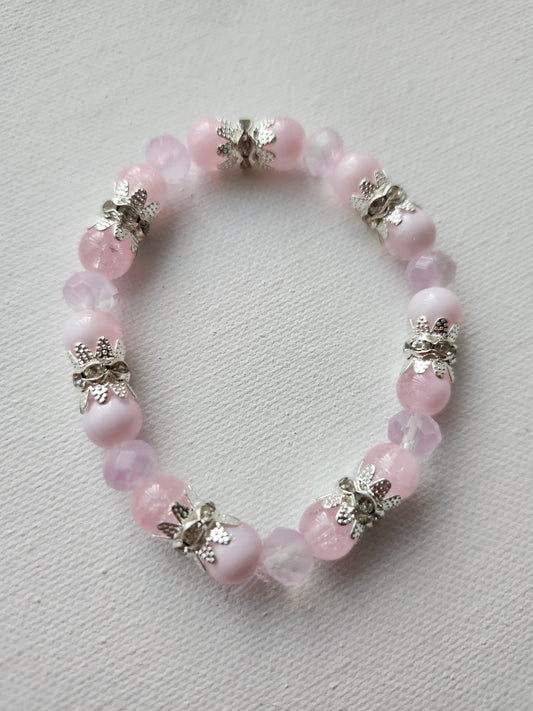 Pink Sparkle Glass Bead Bracelet