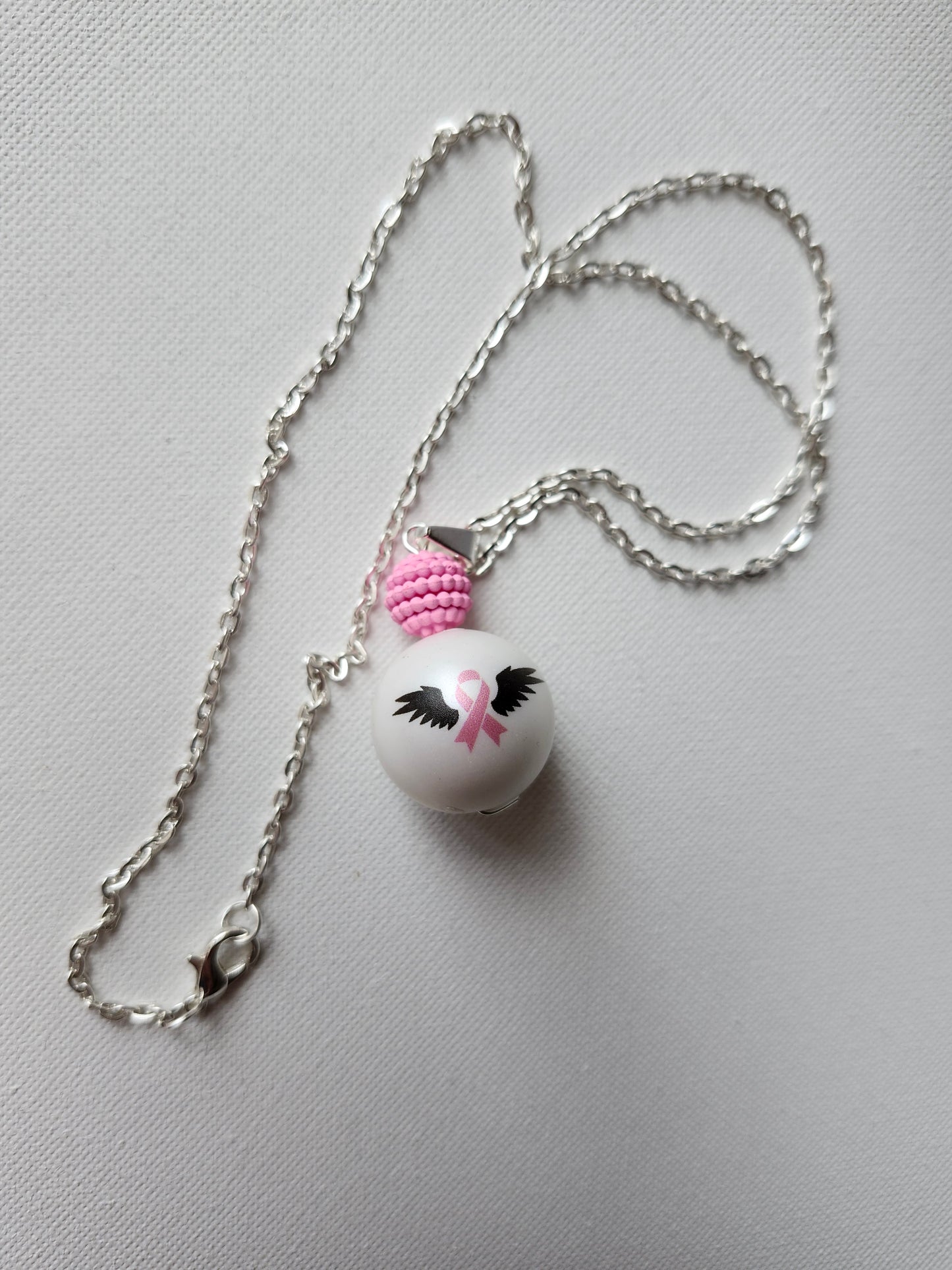 Pink Ribbon Warrior Handmade Necklace