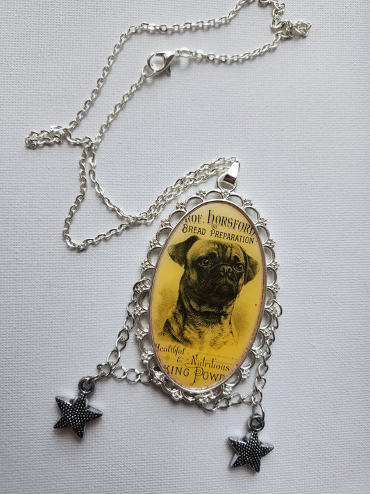 Upcycled Steampunk Pug Necklace