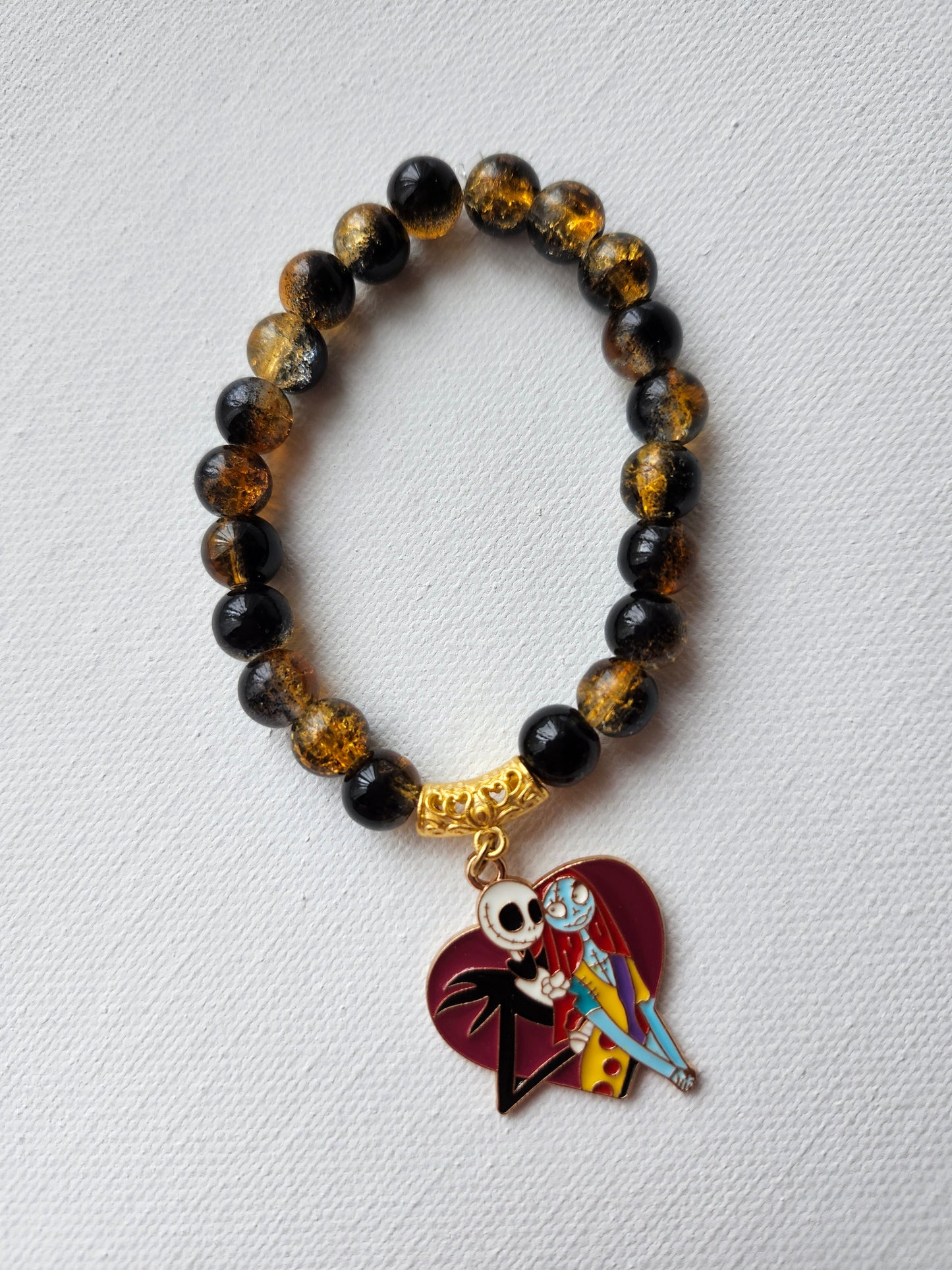 Jack and Sally Glass Bead Bracelet