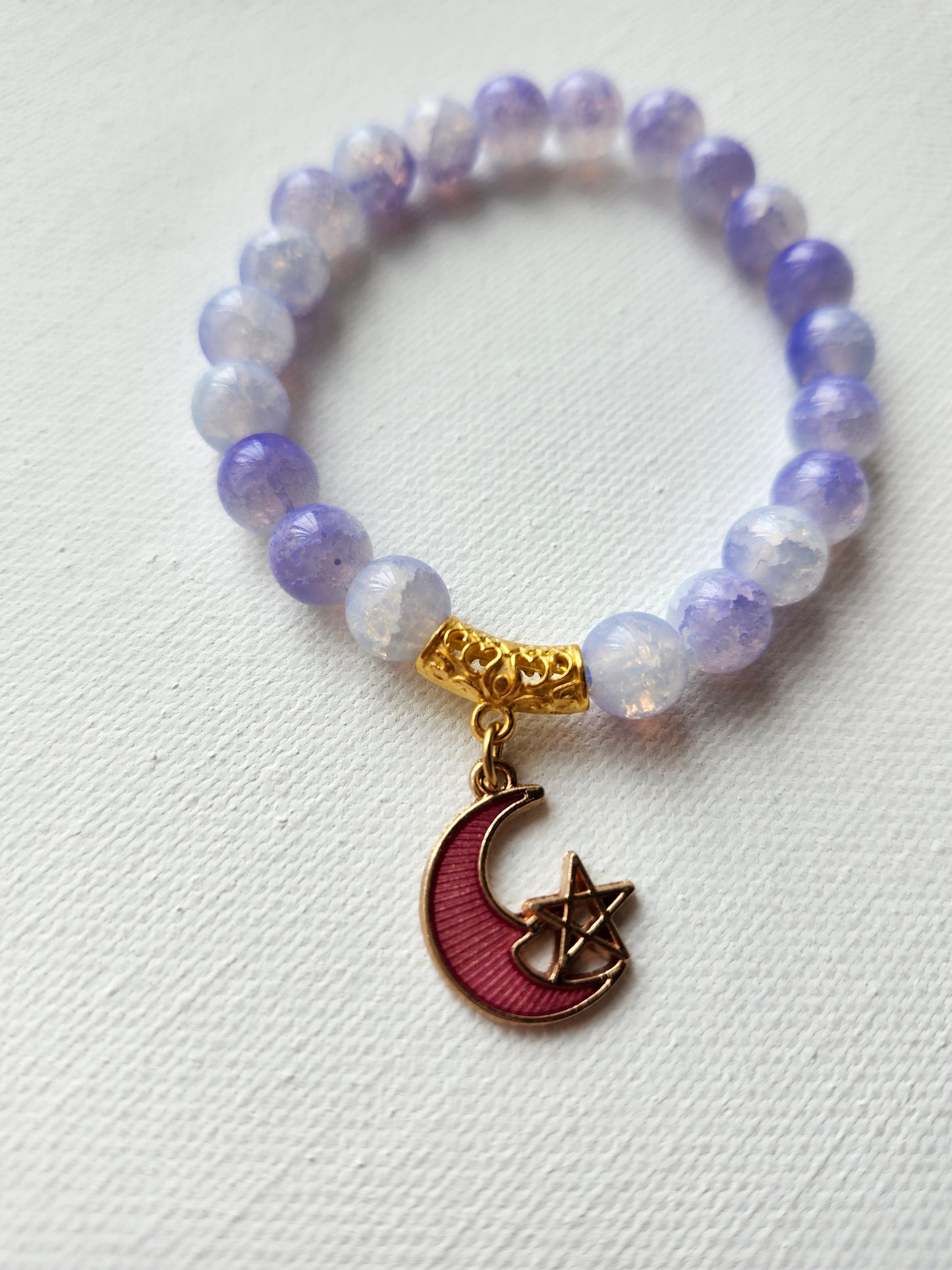 Perfectly Purple Moon Glass Bead Bracelet