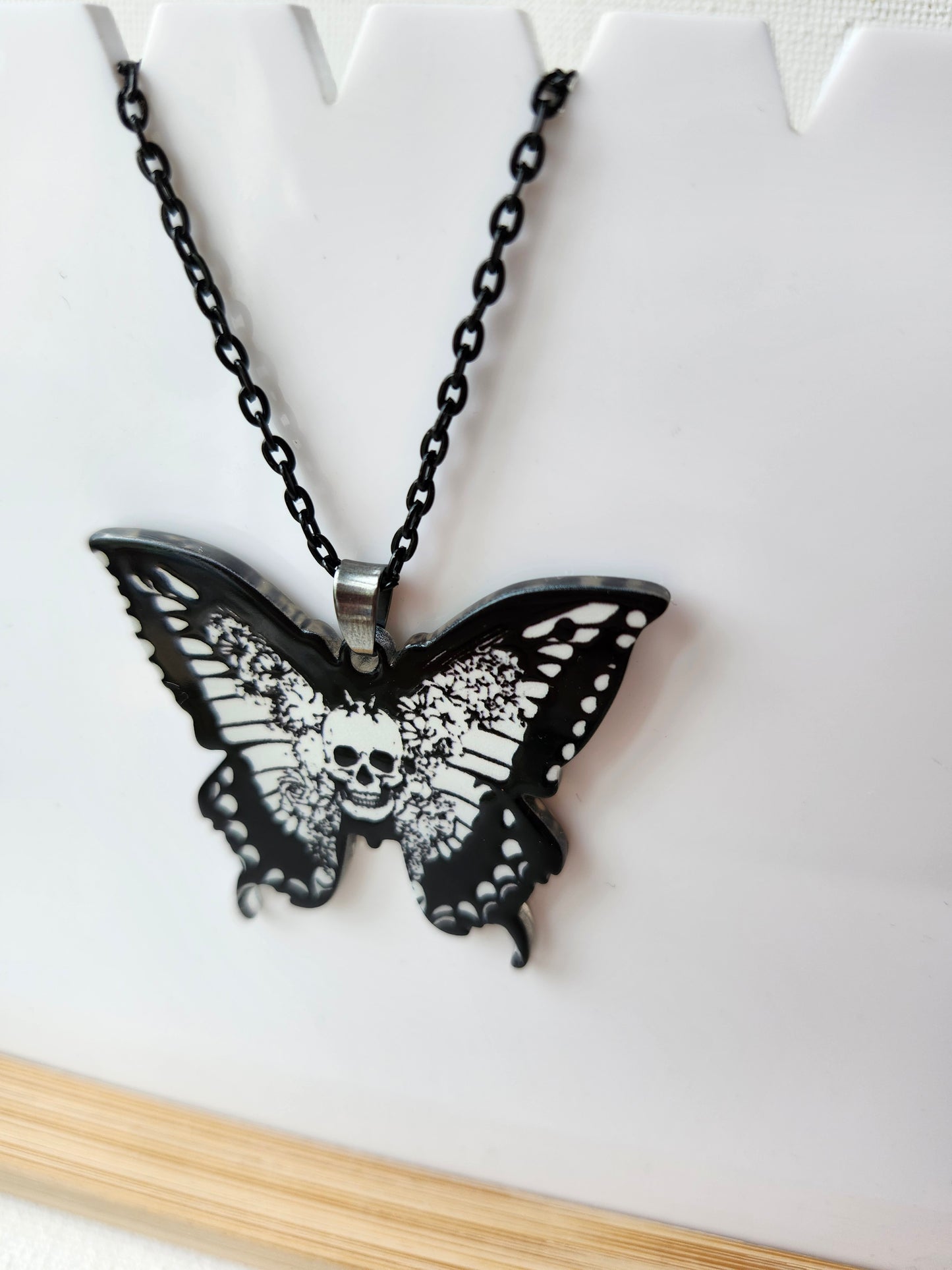 Large Death Moth Black Necklace